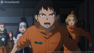 Fire Force season 3 episode 12 still of Shinra Kusakabe and Arthur Boyle