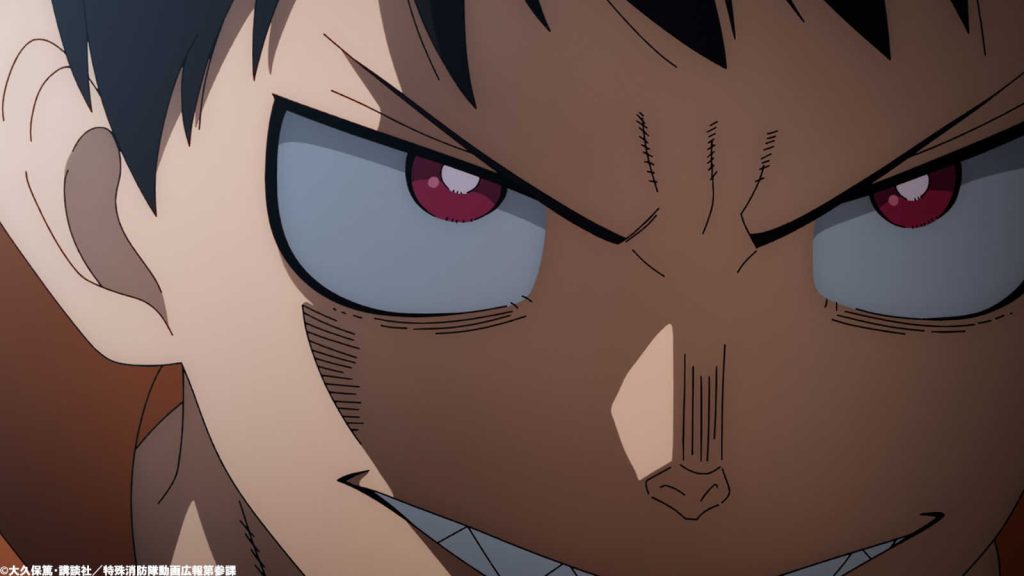 Fire Force season 3 still of Shinra Kusakabe up-close