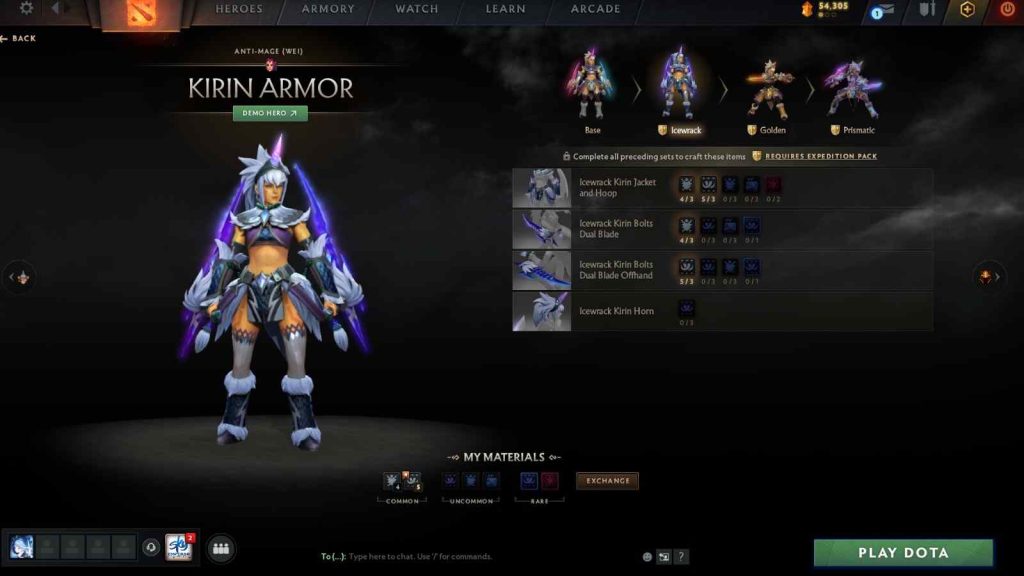 Dota 2 Monster Hunter collab skin featuring the Kirin Armor set (Icewrack) for Anti-Mage.