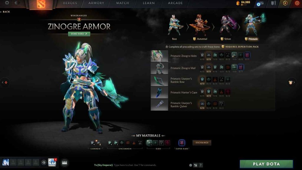 Dota 2 Monster Hunter collab skin featuring the Zinogre armor set (Prismatic) for Windranger.
