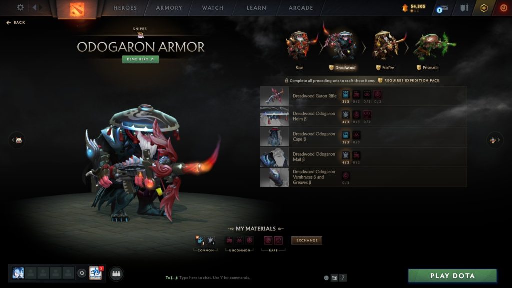 Dota 2 Monster Hunter collab skin featuring the Odogaron armor set (Dreadwood) for Sniper.