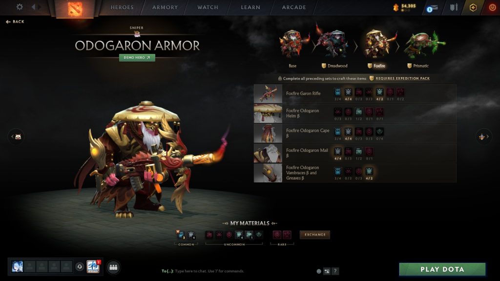 Dota 2 Monster Hunter collab skin featuring the Odogaron armor set (Foxfire) for Sniper.
