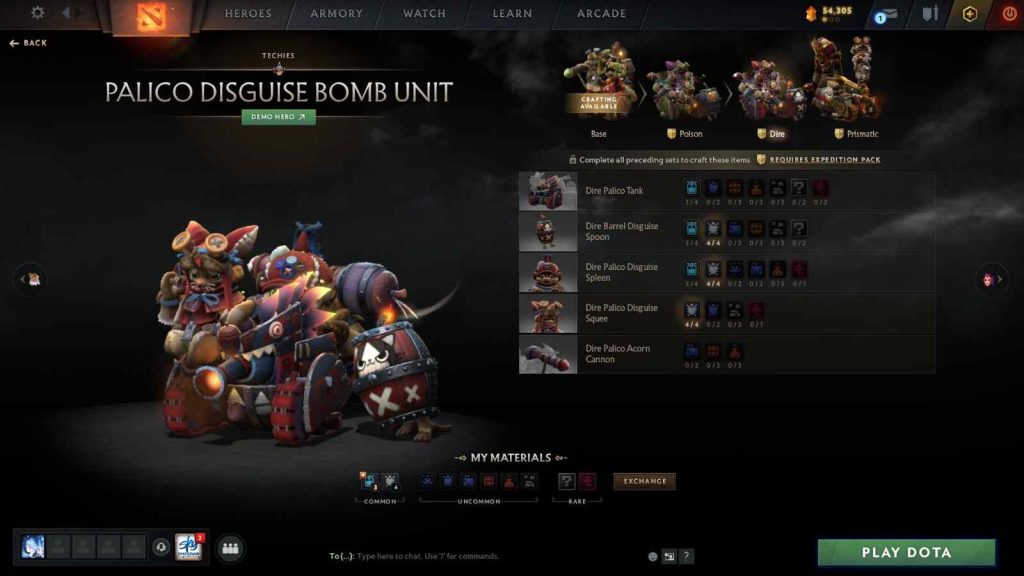 Dota 2 Monster Hunter collab skin featuring the Palico Disguise Bomb Unit (Dire) set for Techies.