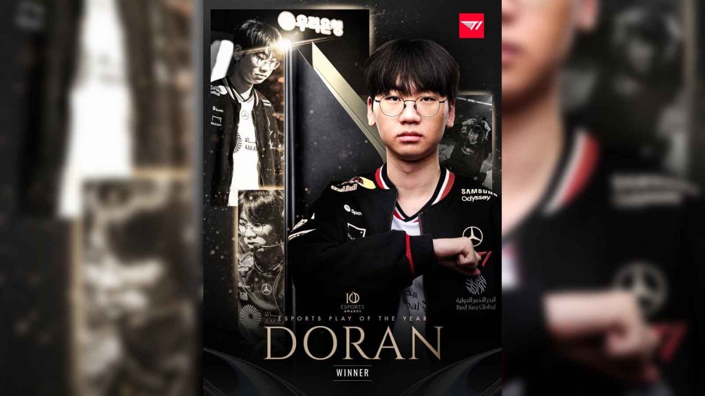 T1 Doran wins Esports Player of the Year 2025 award.