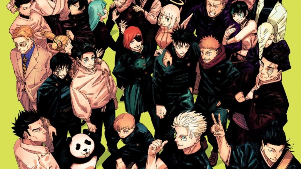 Jujutsu Kaisen manga chapter 271 showing the series cast of characters
