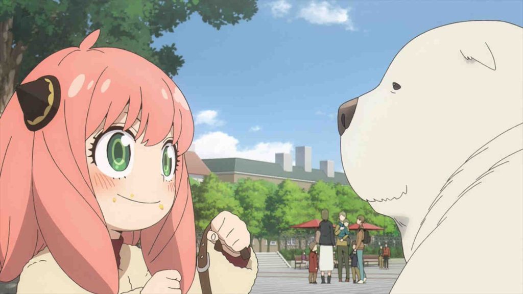 Anya and Bond Forger looking at each other in Spy x Family anime mission 38 BERLINT PANIC / THE INFORMANT AND NIGHTFAL