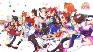 Uma Musume Pretty Derbe anime characters featuring image features Special Week, Silence Suzuka, Tokai Teio, El Condor Pasa, Grass Wonder, Seiun Sky, Vodka, Daiwa Scarlet, Gold Ship, Mejiro McQueen, Winning Ticket, Hishi Amazon, and Narita Taishin.