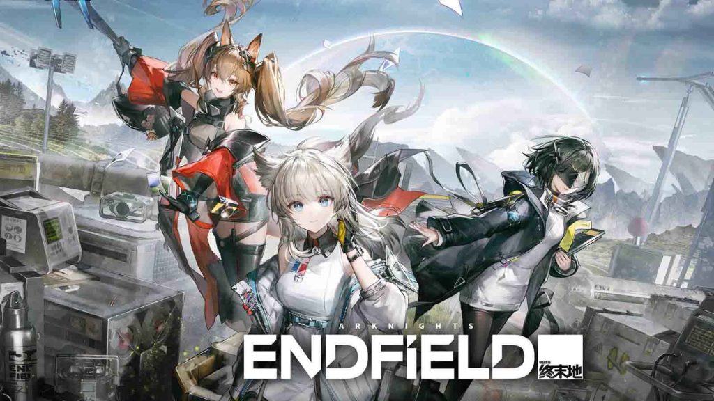 Arknights Endfield characters featuring female Endministrator, Perlica, and Gilberta.