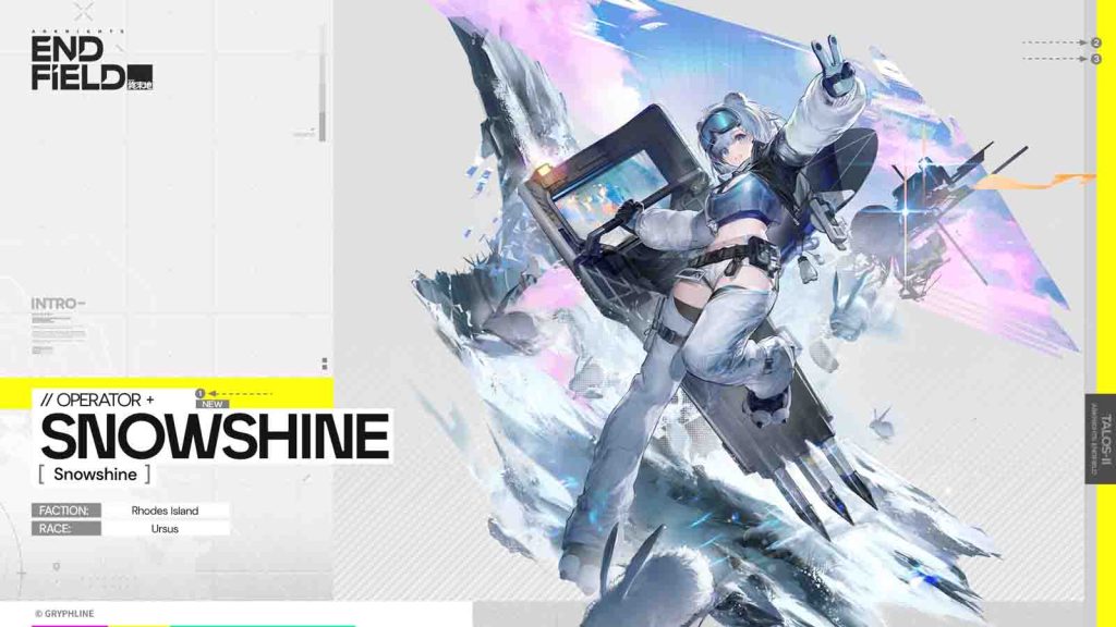 5-star operator Snowshine in Arknights Endfield.