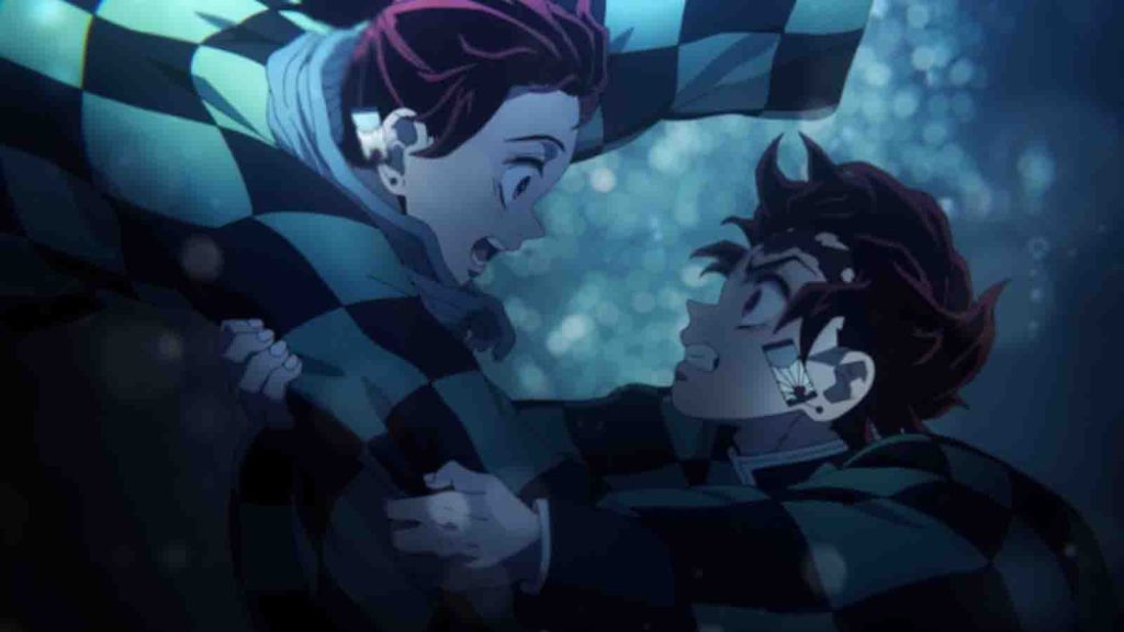 Demon Slayer main character Tanjiro Kamado seen in the Mugen Train movie and season 2 of the anime