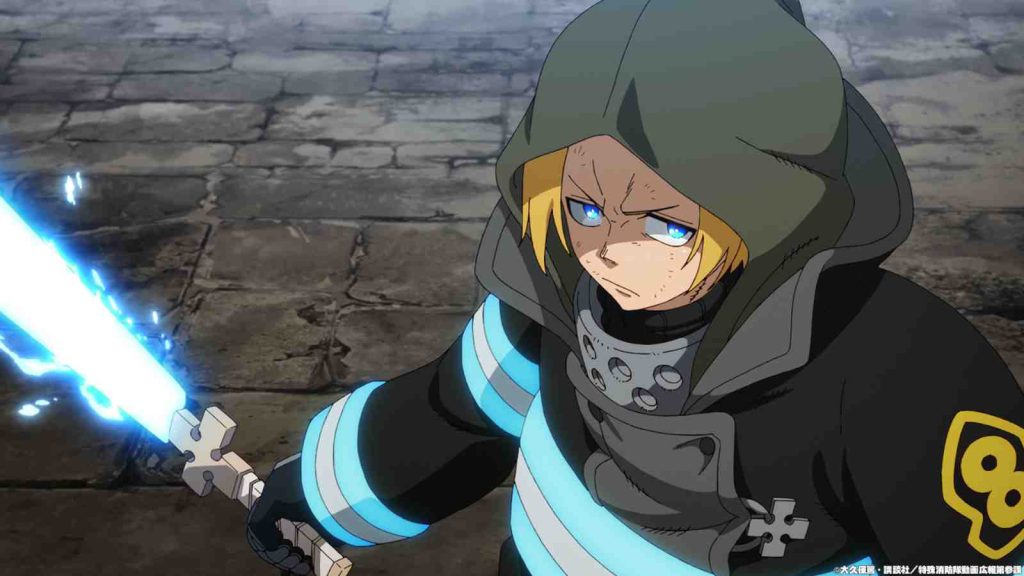 Arthur Boyle holding Excalibur in Fire Force season 3 episode 5 "Meeting the Archenemy"