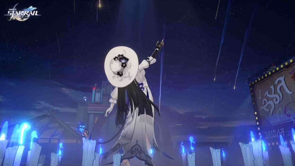 The Dahlia in Penacony under the night sky with falling stars official screenshot