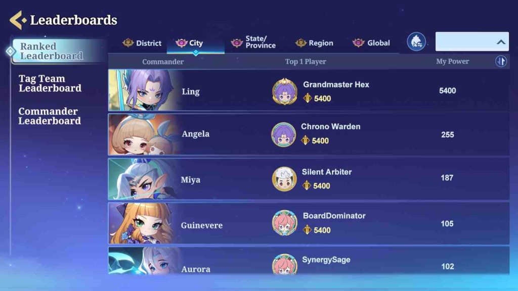 Magic Chess season 3 global leaderboard in competitive play