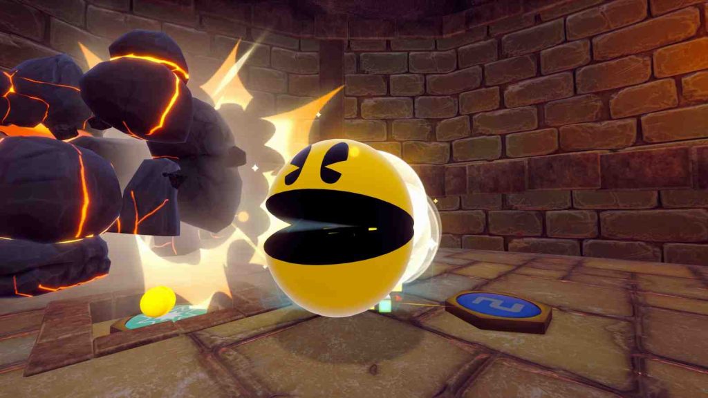 Pac-Man in Pac-Man World 2 Re-Pac chomping an enemy