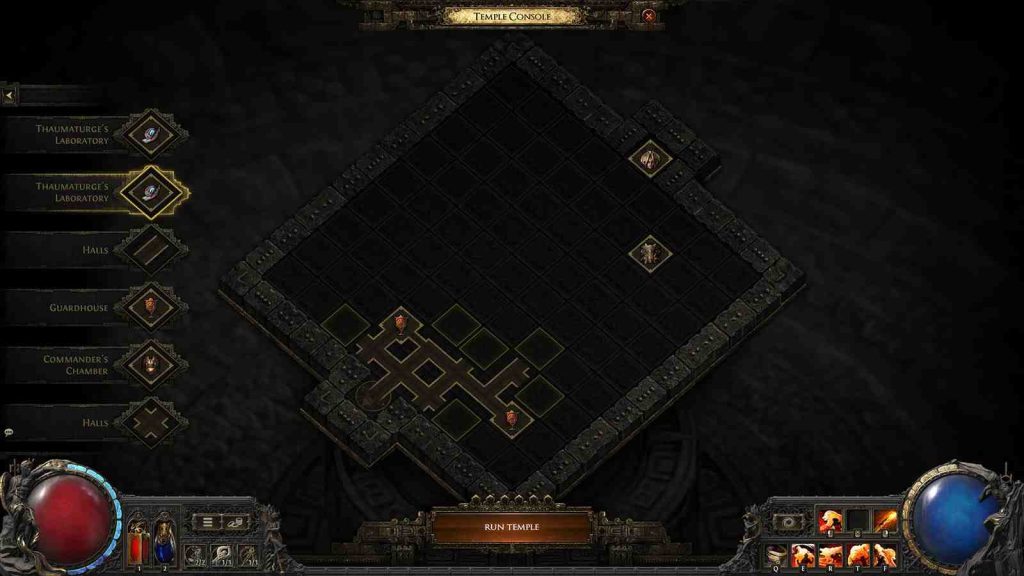 Each beacon you cleanse grants a Temple Room. Choose six to assemble your own custom dungeon layout