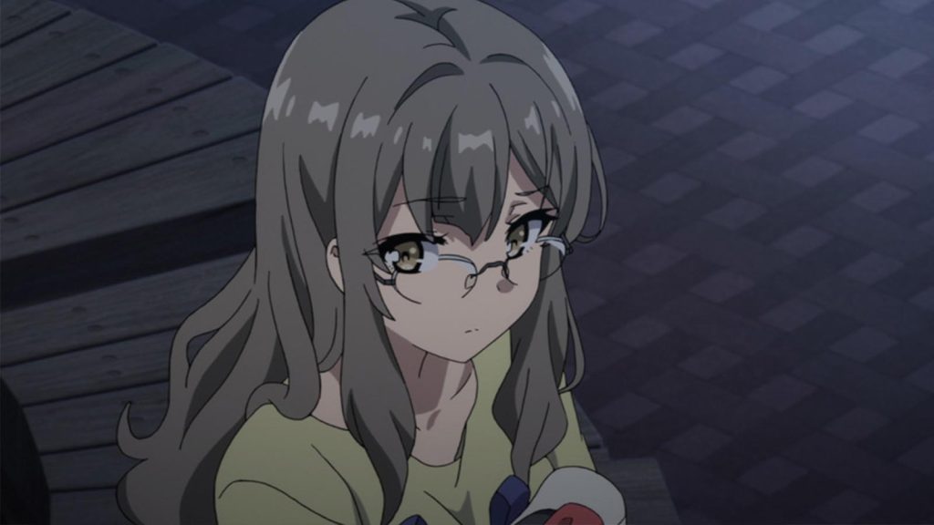 Rio Futaba, a second-year student at Minegahara High School, in Rascal Does Not Dream of Bunny Girl Senpai anime.