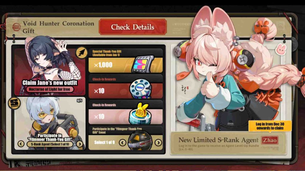 Zenless Zone Zero version 2.5 thank you gift rewards players with freebies