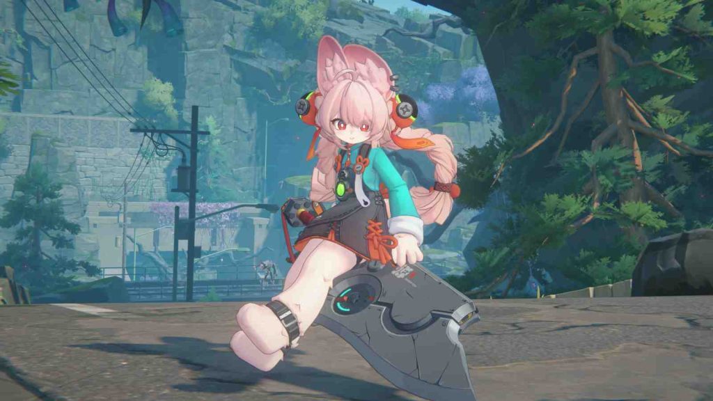 Zhao sitting on her sword in official Zenless Zone Zero screenshot