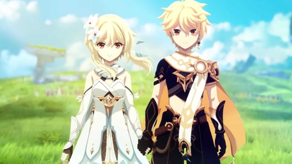 The Traveler twins, Aether and Lumine, in the Genshin Impact anime.