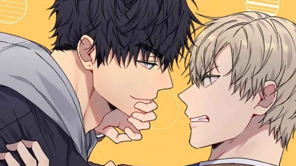 Love Jinx manhwa showing Lim Haegyung pushing Kang Woojin away