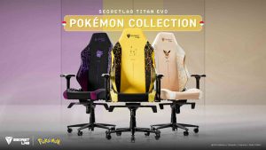 Secretlab Pokemon chairs collection Evo Titan featuring Gengar, Pikachu, and Eevee